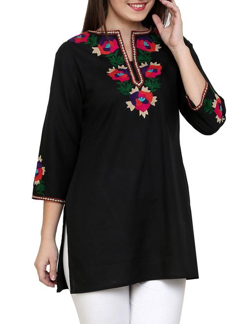 black cotton kurti - 10024453 - Very Small Image - 1