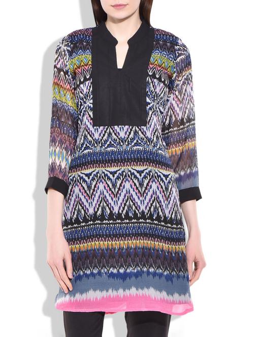 multi colored poly georgette kurta - 10024774 - Very Small Image - 1