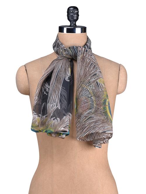 plume printed georgette scarf - 1002531 - Very Small Image - 1