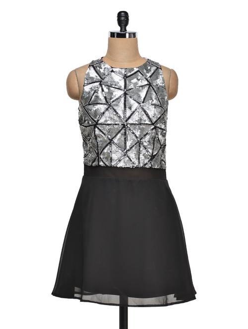 sequined geometric pattern sleeveless dress - 1003426 - Very Small Image - 1