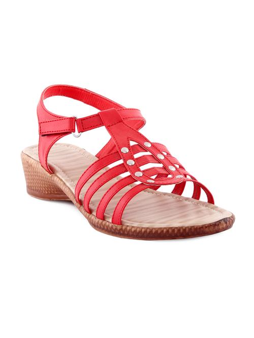 red leatherette ankle strap wedges - 10034354 - Very Small Image - 1