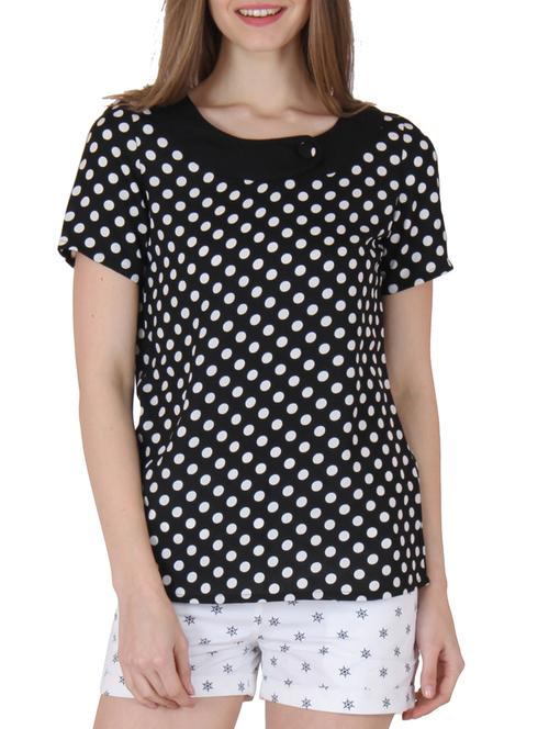 black, white poly crepe top - 10035609 - Very Small Image - 1