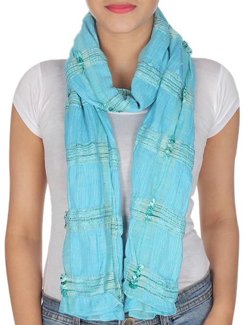 turquoise viscose scarf - 10038165 - Very Small Image - 1