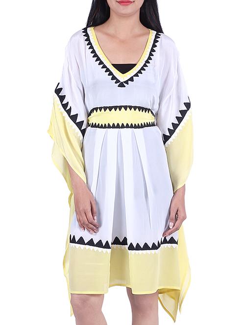 white,yellow crepe dress - 10041300 - Very Small Image - 1