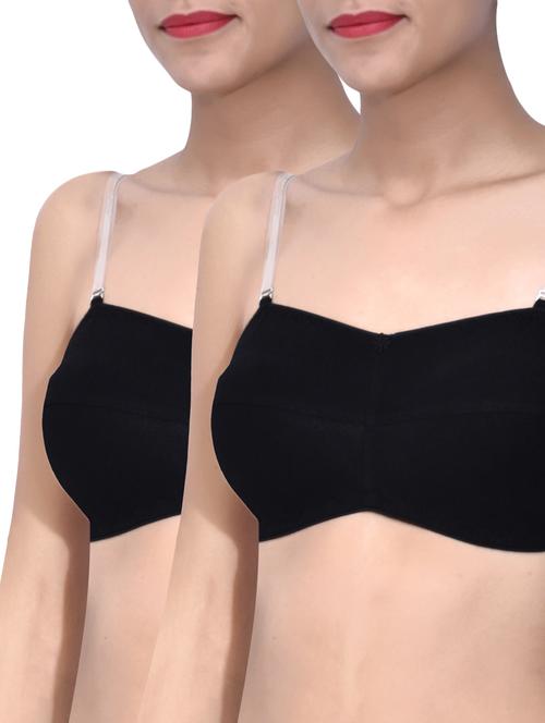 set of 2 fabme black cotton bra combo - 10041428 - Very Small Image - 1