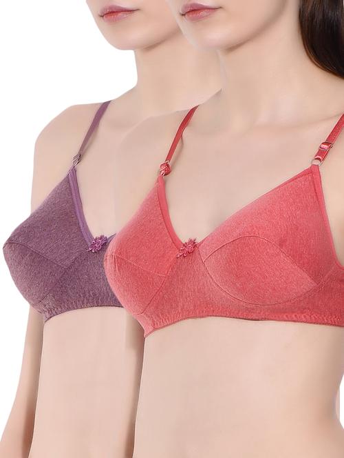 fabme red and purple cotton bra combo - 10041475 - Very Small Image - 1