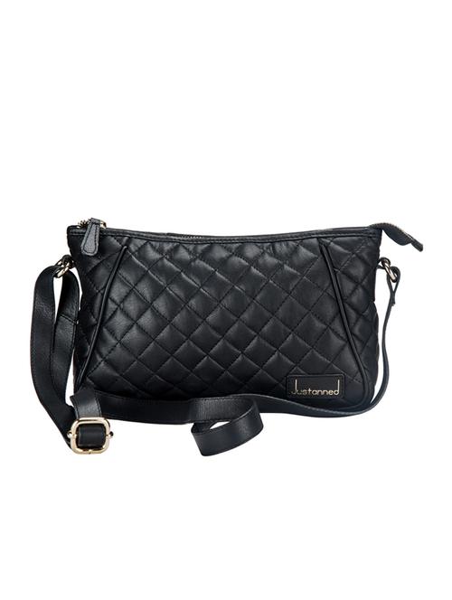 justanned black leather quilted sling bag - 10042894 - Very Small Image - 1