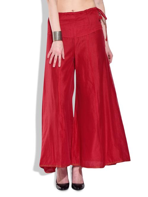 chanderi red sharara - 10044258 - Very Small Image - 1
