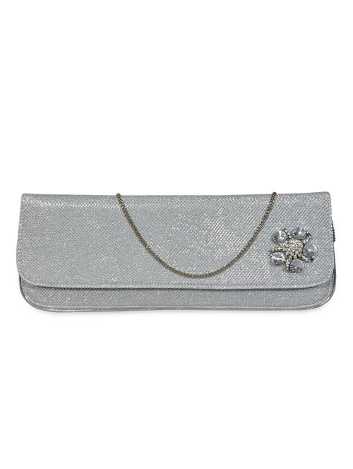 stone embellished shimmery silver clutch - 1004527 - Very Small Image - 1
