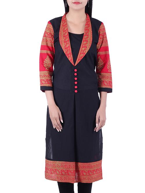 lapel straight kurta - 10048644 - Very Small Image - 1