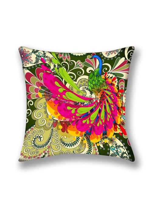 cushion pallete peacock digital printed cushion cover (16x16) - 10059660 - Very Small Image - 1