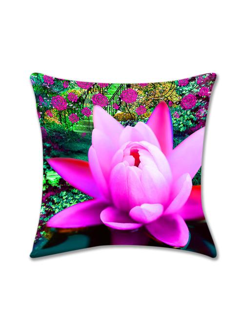 cushion pallete beautiful pink lotus cushion cover (16x16) - 10059843 - Very Small Image - 1