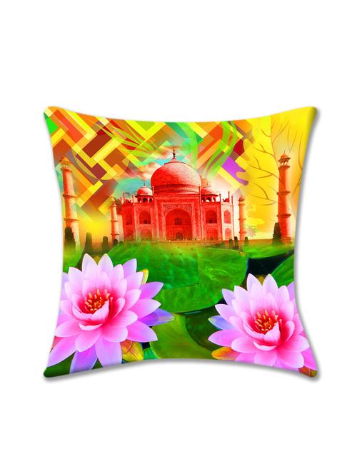 cushion pallete beautiful pink lotus cushion cover (16x16) - 10059852 - Very Small Image - 1