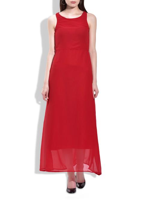 red georgette dress - 10060216 - Very Small Image - 1