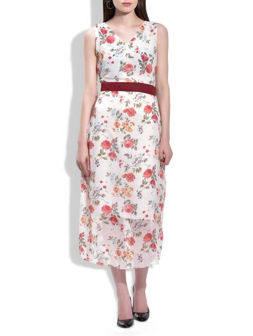 white georgette dress - 10060220 - Very Small Image - 1
