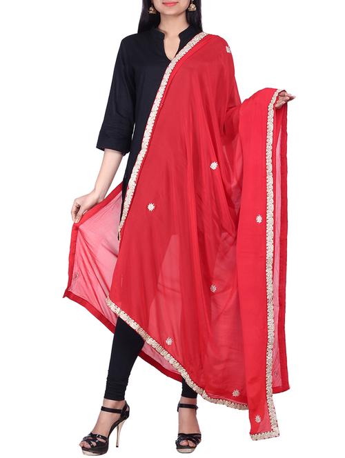 Gota border dupatta with gota patti work - 10061136 - Very Small Image - 1