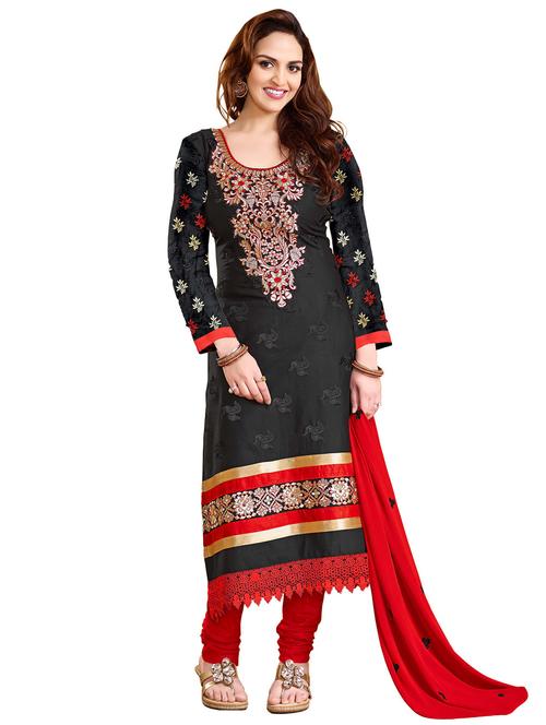 black georgette unstitched suit - 10061636 - Very Small Image - 1