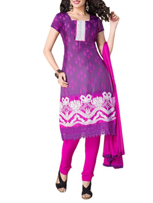 purple georgette unstitched suit - 10061693 - Very Small Image - 1