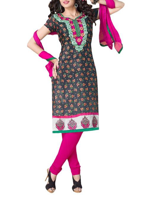 pink georgette unstitched suit - 10061695 - Very Small Image - 1