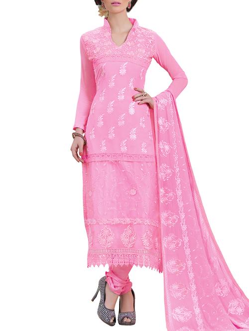 pink chiffon unstitched suit - 10061850 - Very Small Image - 1