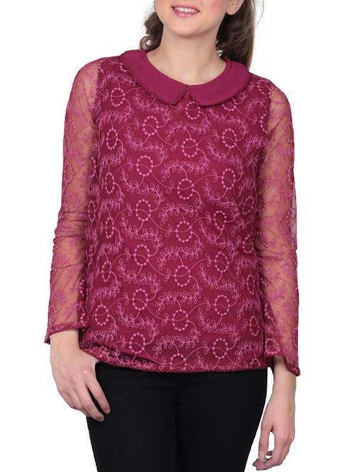 dark purple georgette regular top - 10061962 - Very Small Image - 1