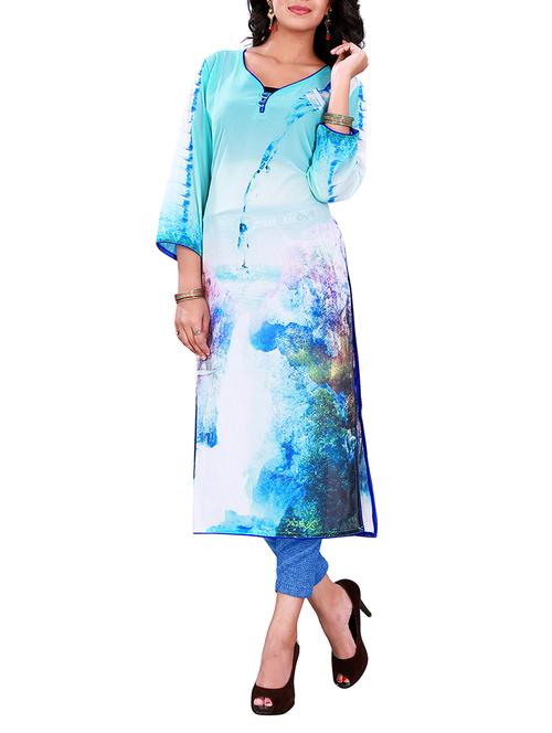 multi colored georgette straight kurta - 10062819 - Very Small Image - 1