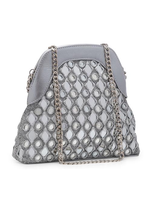 silver leather clutch - 10064929 - Very Small Image - 1