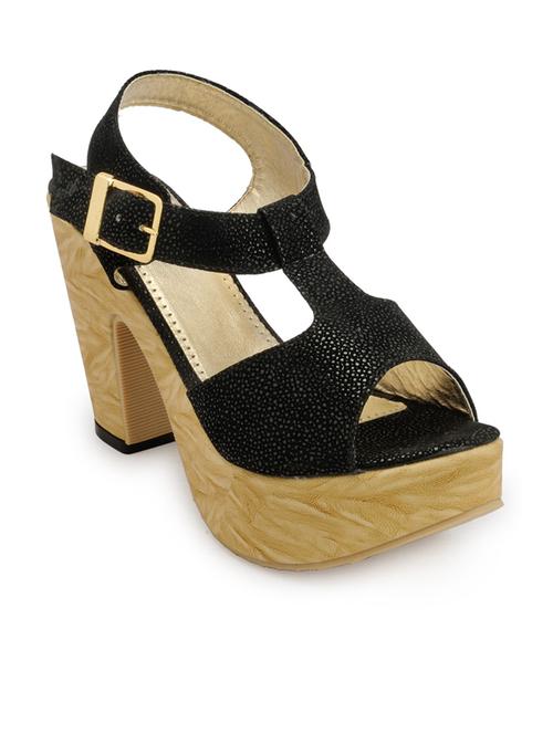 black t-strap peep toe sandals - 10065011 - Very Small Image - 1