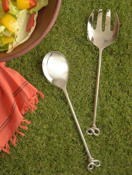 stylish stainless steel salad server set - 1006556 - Very Small Image - 1