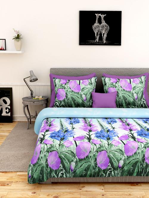 first row lilly print bedsheet with two pillow cover - 10068361 - Very Small Image - 1