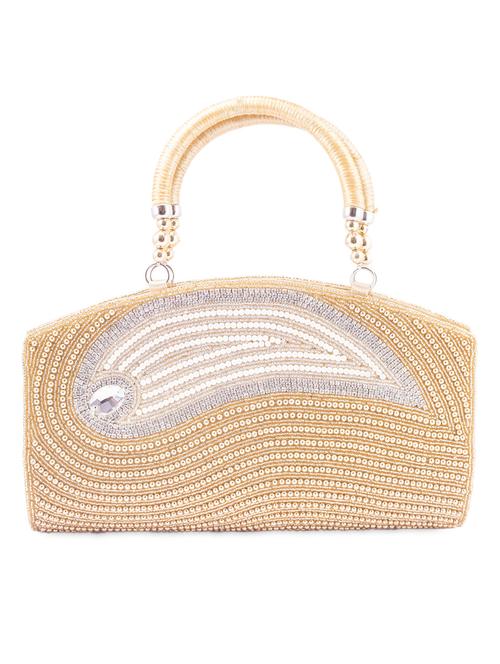 Golden Embellished Handle Clutch - 1007079 - Very Small Image - 1