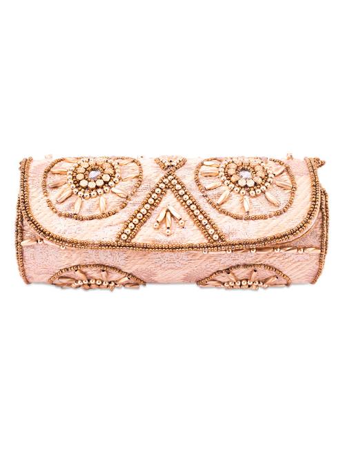 Golden Beads Embellished Round Clutch - 1007104 - Very Small Image - 1