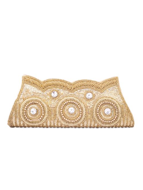 Golden Heavy Embellished Sequined Cutch - 1007134 - Very Small Image - 1