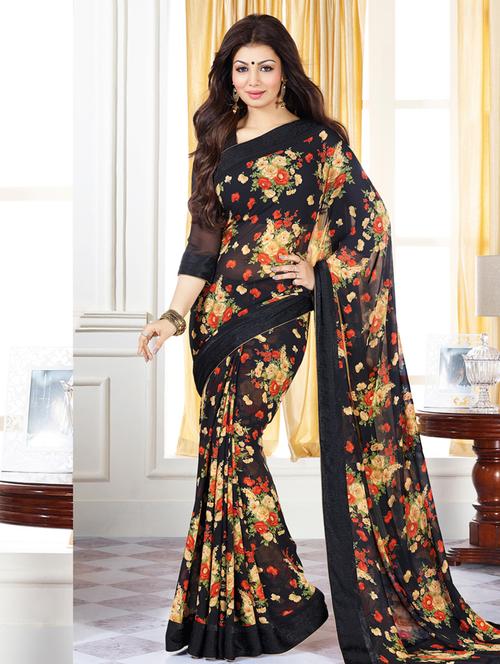 black georgette saree - 10072694 - Very Small Image - 1