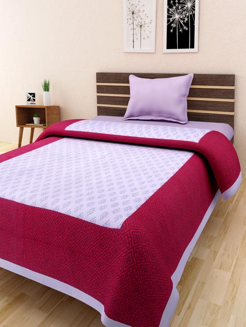 cotton jaipuri traditional single bed sheet - 10073359 - Very Small Image - 1