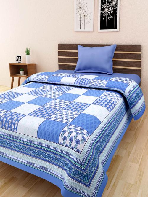 cotton jaipuri traditional single bed sheet - 10073369 - Very Small Image - 1