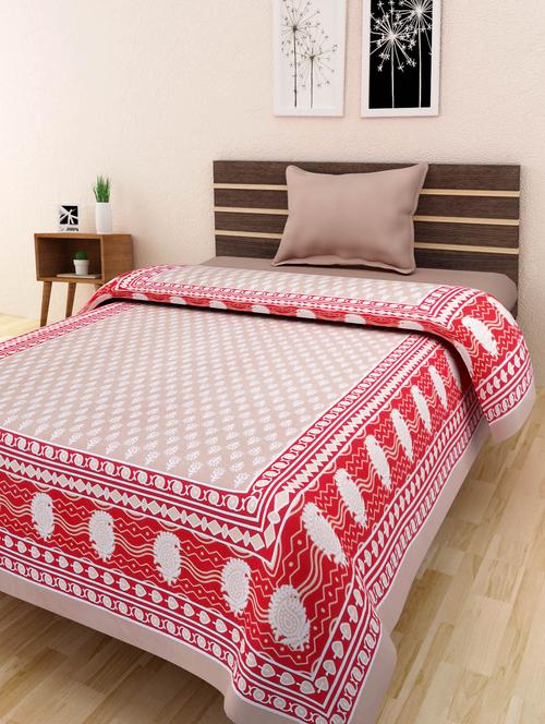 cotton jaipuri traditional single bed sheet - 10073377 - Very Small Image - 1