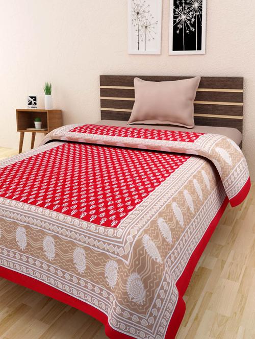 cotton jaipuri traditional single bed sheet - 10073380 - Very Small Image - 1