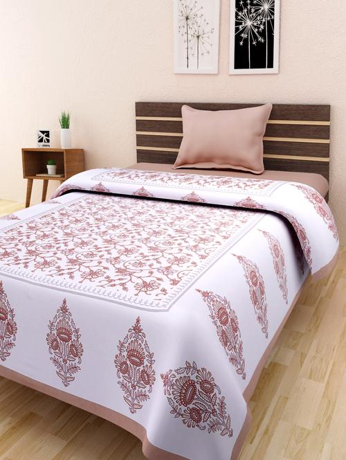 cotton jaipuri traditional single bed sheet - 10073402 - Very Small Image - 1