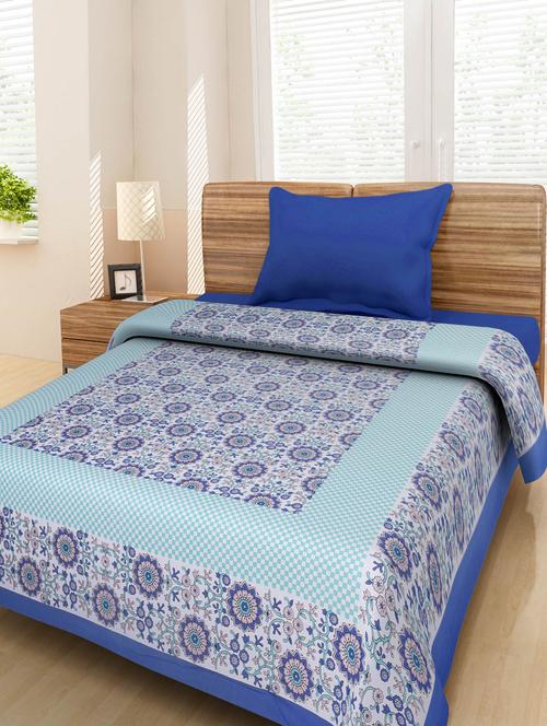 cotton jaipuri traditional single bed sheet - 10073411 - Very Small Image - 1