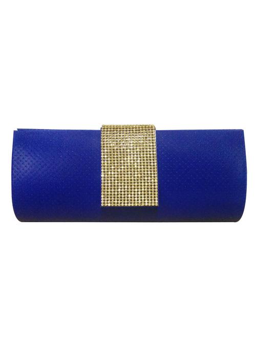 blue rexin clutch - 10079529 - Very Small Image - 1