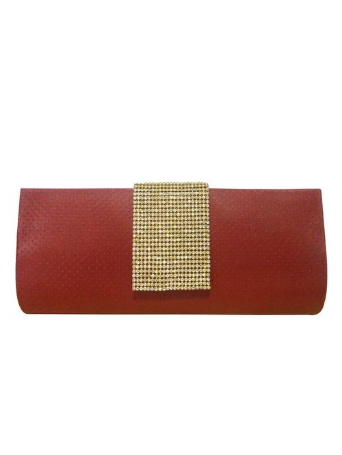maroon rexin clutch - 10079530 - Very Small Image - 1