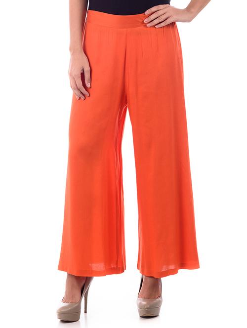 orange rayon palazzos - 10079602 - Very Small Image - 1