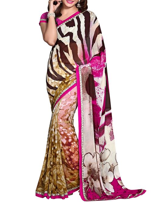 multi colored faux georgette saree - 10080649 - Very Small Image - 1