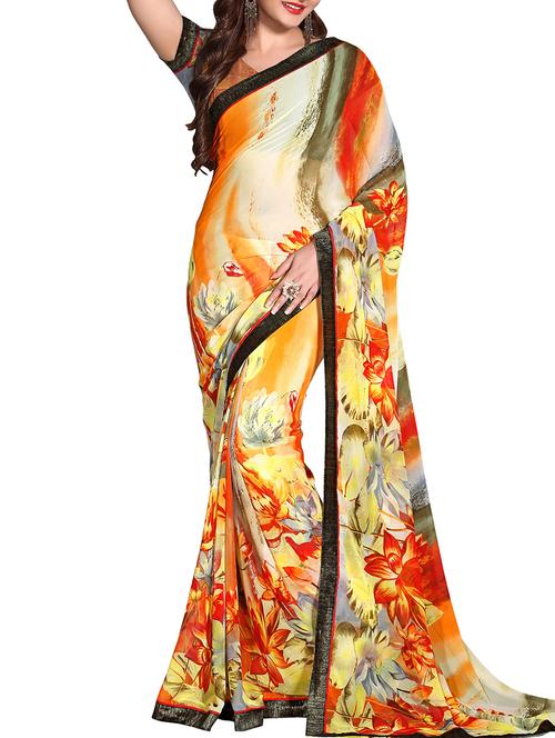 multi colored faux georgette saree - 10080664 - Very Small Image - 1