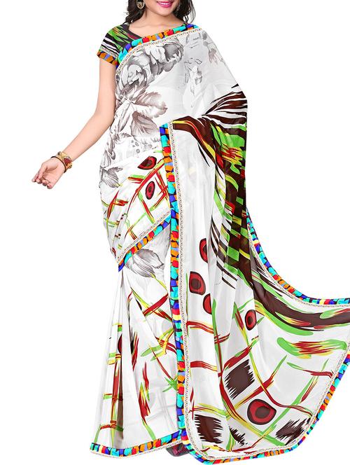 multi colored faux georgette saree - 10080665 - Very Small Image - 1