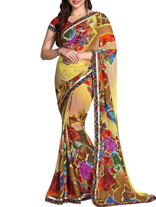 multi colored faux georgette saree - 10080675 - Very Small Image - 1
