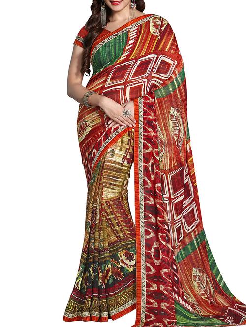 multi colored faux georgette saree - 10080677 - Very Small Image - 1