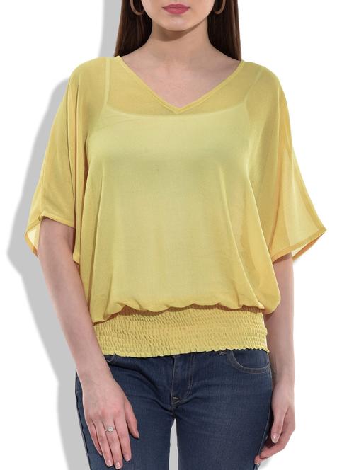 women's straight v neck top - 10082002 - Very Small Image - 1