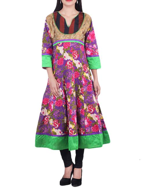 purple,multi color cotton kurta - 10082361 - Very Small Image - 1